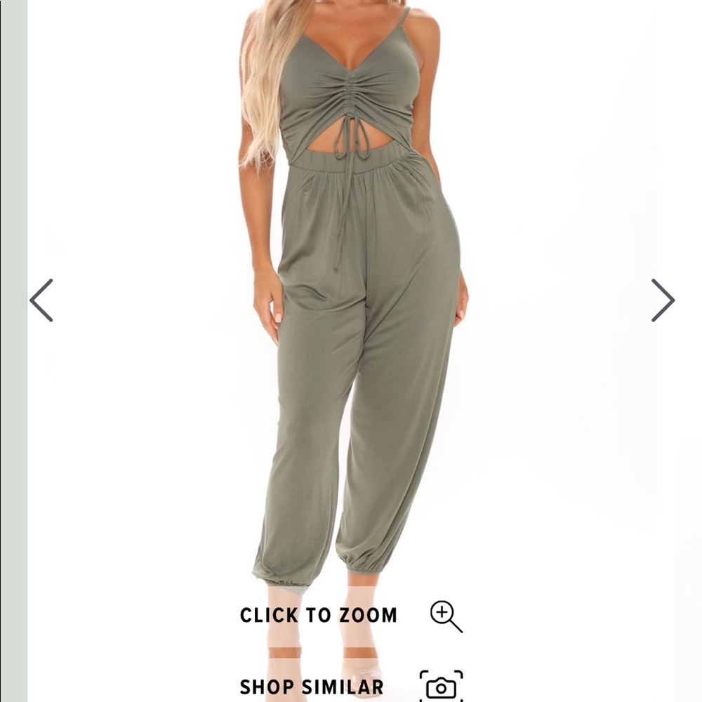Fashionnova green cut out jumpsuit